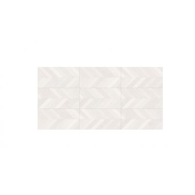 Carrelage sol / mur effet béton design chevron blanc 60x120 cm SEINE RILSE BLANCO