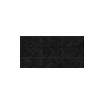 Carrelage sol / mur effet béton design chevron noir 60x120 cm SEINE RILSE BASALTO