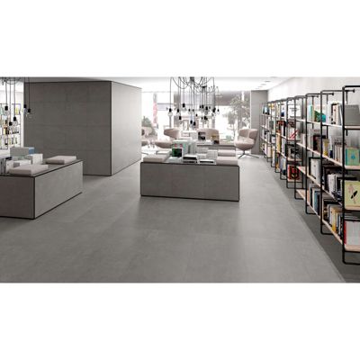 Carrelage sol / mur effet béton gris anthracite 120x120 cm NASSAU GRAFITO