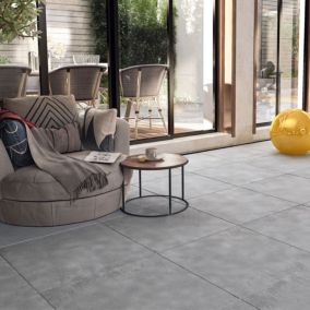 Carrelage sol/mur effet béton gris mat Silvana Grey l.60 x L.60 cm