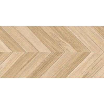 Carrelage sol / mur effet bois design chevron BELICE AGADIR NATURAL 60x120 cm