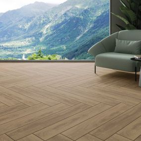 Carrelage sol/mur effet bois marron mat Virginia Oak l.20 x L.120 cm