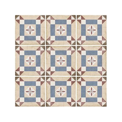 Carrelage sol / mur effet ciment motif coloré 20x20 cm ART NOUVEAU LYS COLOUR