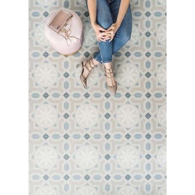 Carrelage sol / mur effet ciment motif fleur 20x20 cm ALAMEDA LINDEN R CIELO