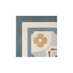 Carrelage sol / mur  effet ciment motif floral coloré 20x20 cm CAPRICE - SAINT TROPEZ ANGLE (vendu par boite de 1m2)