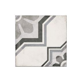 Carrelage sol / mur effet ciment motif gris 20x20 cm ART NOUVEAU - CAPITOL GREY(vendu par boite de 1m2)