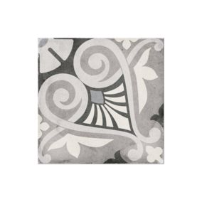 Carrelage sol / mur effet ciment motif gris 20x20 cm ART NOUVEAU OPERA GREY (vendu par boite de 1m2)