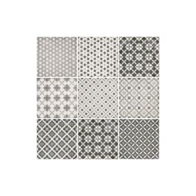 Carrelage sol / mur effet ciment motif patchwork gris 20x20 cm ART NOUVEAU ALAMEDA GREY (vendu par boite de 1m2)