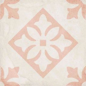 Carrelage sol / mur effet ciment motif rose 20x20 cm ART NOUVEAU PADUA PINK (vendu par boite de 1m2)