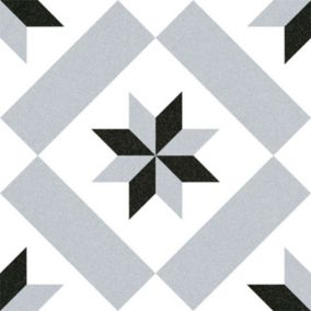 Carrelage sol / mur  effet ciment motif étoile 20x20 cm 1900 CALVET (vendu par boite de 1m2)