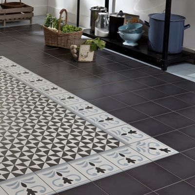 Carrelage sol / mur effet ciment uni gris anthracite 20x20 cm 1900 BASALTO