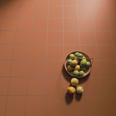 Carrelage sol / mur effet ciment uni terracotta terre cuite 20x20 cm RIVOLI TERRE 30718