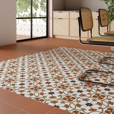 Carrelage sol / mur effet ciment uni terracotta terre cuite 20x20 cm RIVOLI TERRE 30718