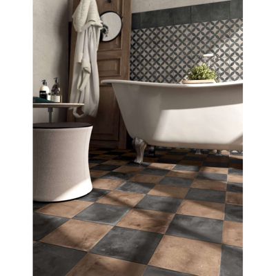 Carrelage sol / mur effet ciment vieilli gris anthracite TERRA NERO