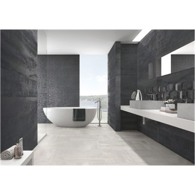 Carrelage sol / mur effet métal anthracite 45x90 cm IONIC STEEL