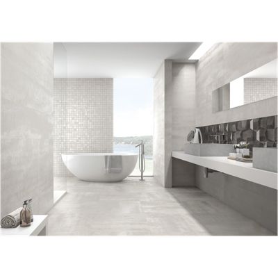 Carrelage sol / mur effet métal blanc 45x90 cm IONIC WHITE