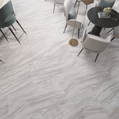 Carrelage sol/mur effet marbre beige brillant Canyon Grigio l.60 x L.120 cm