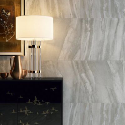 Carrelage sol/mur effet marbre beige brillant Canyon Grigio l.60 x L.120 cm