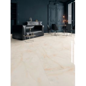 Carrelage sol / mur effet marbre beige SUN ONYX l.60 x L.120 cm Full Lappato LIMCARO