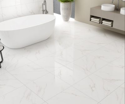 Carrelage sol/mur effet marbre blanc brillant CLASSIC CORAL L.60 x l.60cm