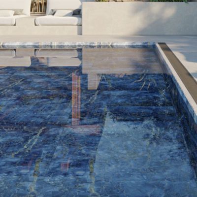 Carrelage sol/mur effet marbre bleu brillant Notte Blue l.60 x L.120 cm