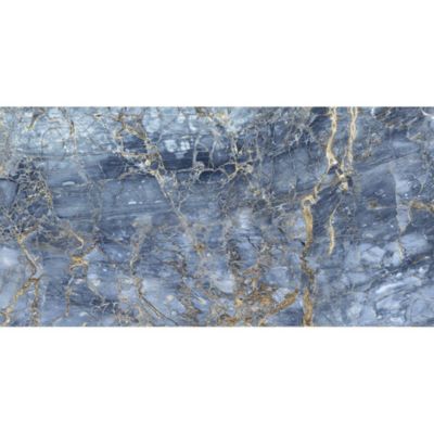 Carrelage sol/mur effet marbre bleu brillant Notte Blue l.60 x L.120 cm