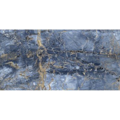 Carrelage sol/mur effet marbre bleu brillant Notte Blue l.60 x L.120 cm