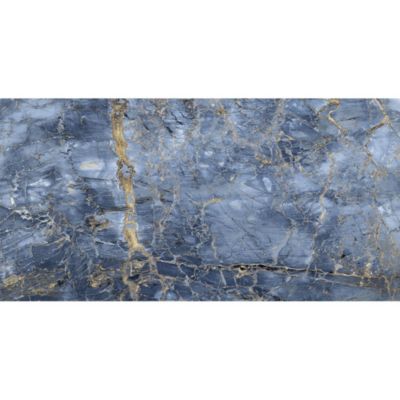 Carrelage sol/mur effet marbre bleu brillant Notte Blue l.60 x L.120 cm