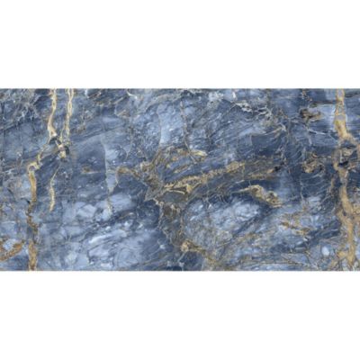 Carrelage sol/mur effet marbre bleu brillant Notte Blue l.60 x L.120 cm