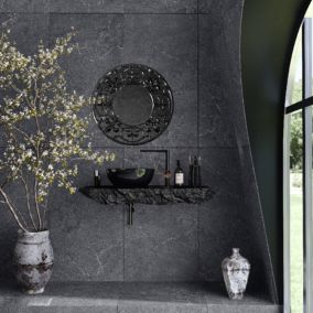 Carrelage sol / mur effet marbre gris SALUS ANTHRACITE l.60 x L.120 cm Mat LIMCARO