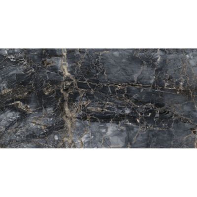 Carrelage sol/mur effet marbre noir brillant Notte Nero l.60 x L.120 cm