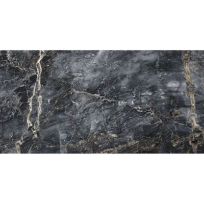 Carrelage sol/mur effet marbre noir brillant Notte Nero l.60 x L.120 cm