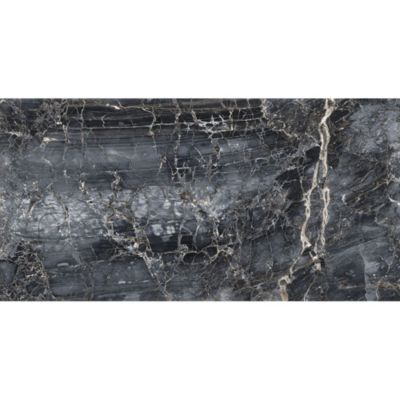Carrelage sol/mur effet marbre noir brillant Notte Nero l.60 x L.120 cm