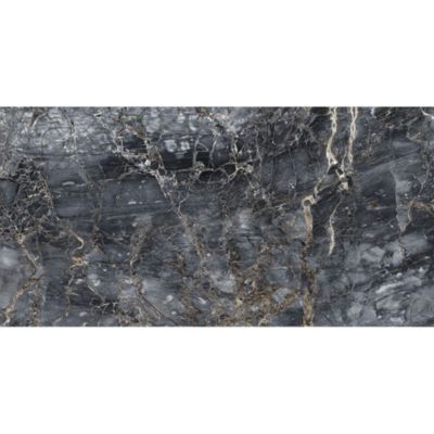 Carrelage sol/mur effet marbre noir brillant Notte Nero l.60 x L.120 cm