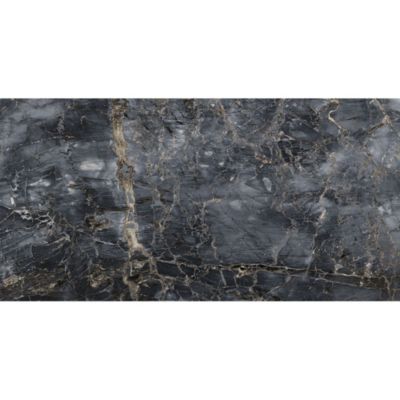 Carrelage sol/mur effet marbre noir brillant Notte Nero l.60 x L.120 cm