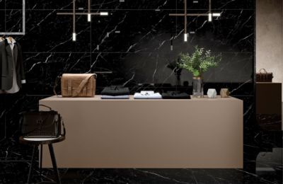 Carrelage sol / mur effet marbre noir SAINT LAURENT l.60 x L.120 cm Brilliant LIMCARO