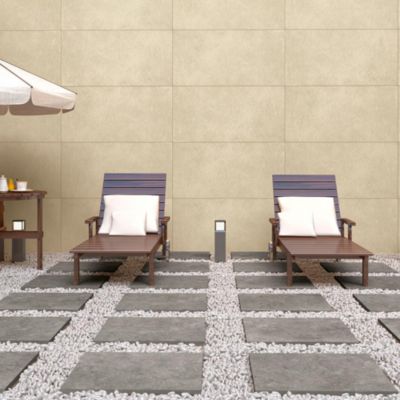 Carrelage sol/mur effet pierre beige mat Crag Ivory l.60 x L.120 cm