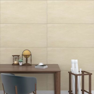 Carrelage sol/mur effet pierre beige mat Crag Ivory l.60 x L.120 cm