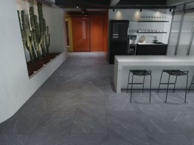 Carrelage sol/mur effet pierre mat LAGOM ANTHRACITE L.120 x l.60cm