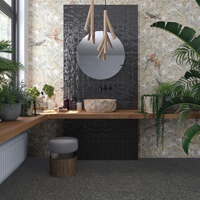 Carrelage sol / mur effet terrazzo 80x80 cm NIZA-R Negro