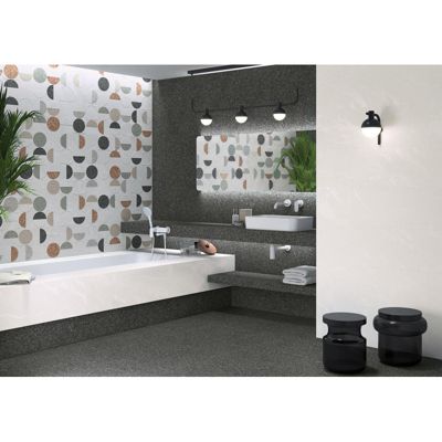 Carrelage sol / mur effet terrazzo 80x80 cm NIZA-R Negro