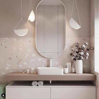 Carrelage sol / mur effet terrazzo 80x80 cm RIBE R BEIGE