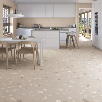 Carrelage sol / mur effet terrazzo 80x80 cm RIBE R BEIGE