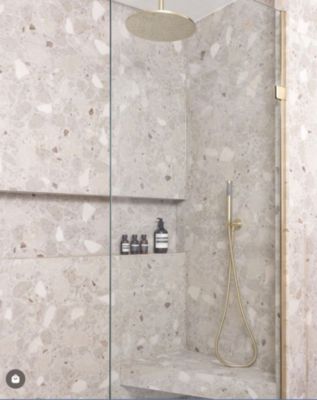 Carrelage sol / mur effet terrazzo brillant 80x80 cm MONACO R BEIGE PULIDO