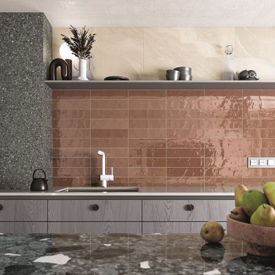 Carrelage sol / mur effet terrazzo brillant 80x80 cm MONACO R NEGRO PULIDO