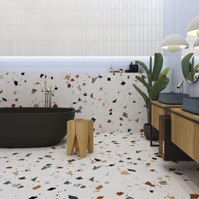 Carrelage sol / mur effet terrazzzo coloré 60x60 cm STRACCIATELLA NACAR