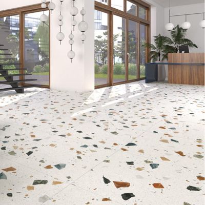 Carrelage sol / mur effet terrazzzo coloré 60x60 cm STRACCIATELLA NACAR