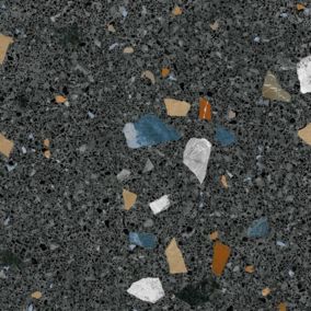 Carrelage sol / mur effet terrazzzo coloré brillant 80x80 cm STRACCIATELLA GRAFITO POLISHED(vendu par boite 1.26m2)