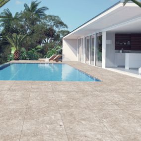 Carrelage sol/mur effet travertin beige mat Crema Travertino l.60 x L.120 cm