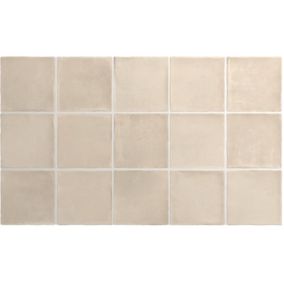 carrelage sol / mur effet zellige bejmat beige 10x10 cm mate  ARGILE SIENA 10x10 cm (vendu par boite de 0.50m2)